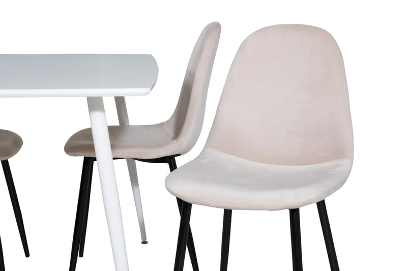Ypas Spisebordssæt 120 cm inkl 4 Pontus Stole - Hvid/Sort/Beige - Møbler - Borde - Spisebordssæt