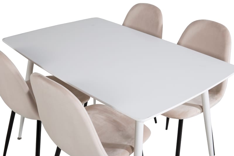Ypas Spisebordssæt 120 cm inkl 4 Pontus Stole - Hvid/Sort/Beige - Møbler - Borde - Spisebordssæt