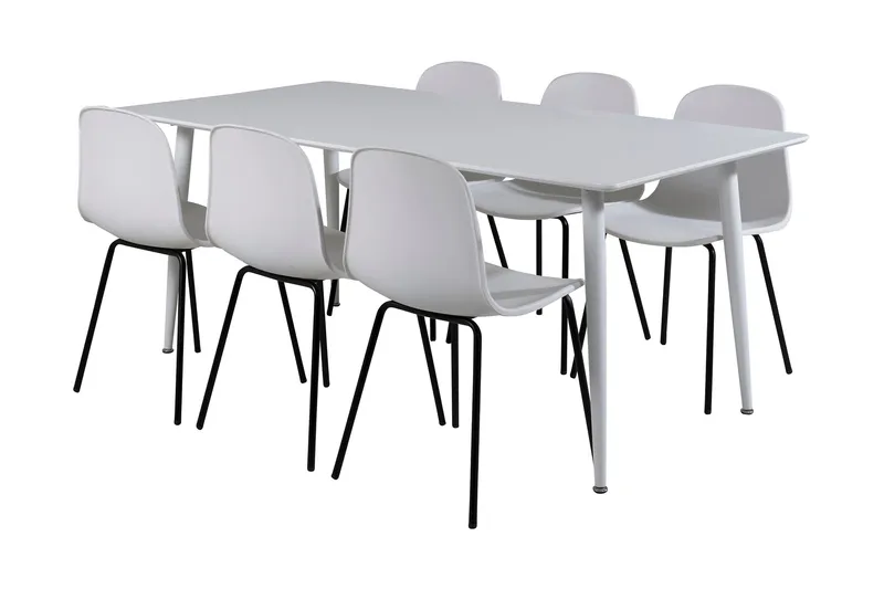 Ypas Spisebordssæt 180 cm inkl 6 Kullersbro Stole, Hvid/Sort