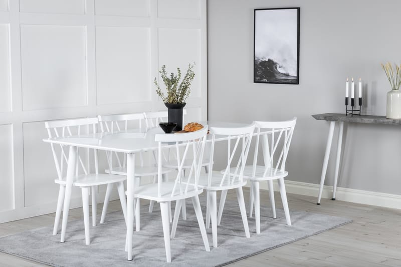 Ypas Spisebordssæt 180 cm inkl 6 Mollan Stole - Hvid - Møbler - Borde - Spisebordssæt