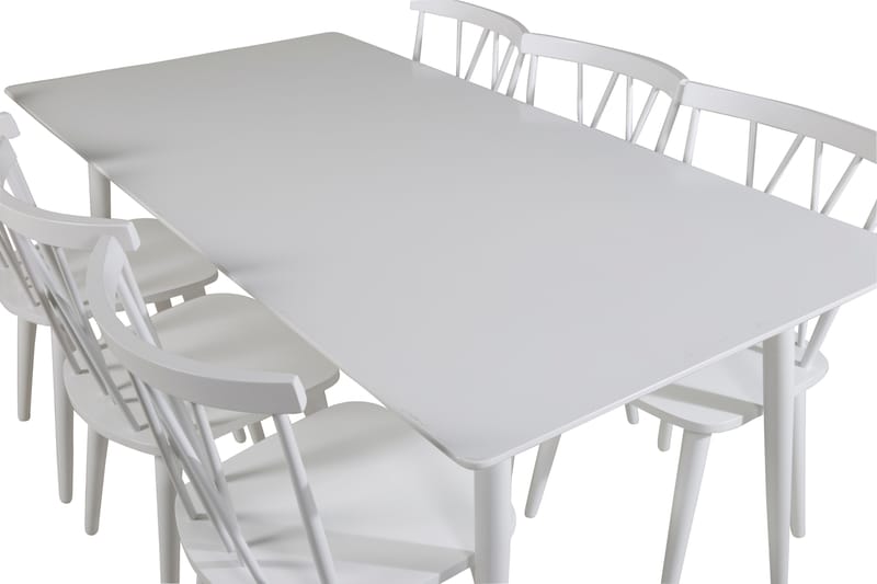 Ypas Spisebordssæt 180 cm inkl 6 Mollan Stole - Hvid - Møbler - Borde - Spisebordssæt