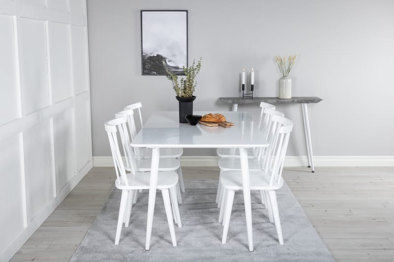 Ypas Spisebordssæt 180 cm inkl 6 Mollan Stole - Hvid - Møbler - Borde - Spisebordssæt