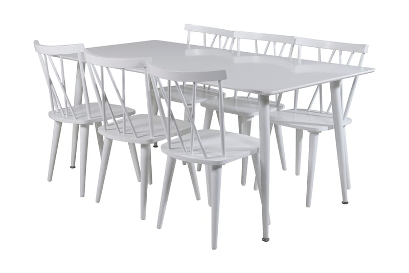 Ypas Spisebordssæt 180 cm inkl 6 Mollan Stole, Hvid