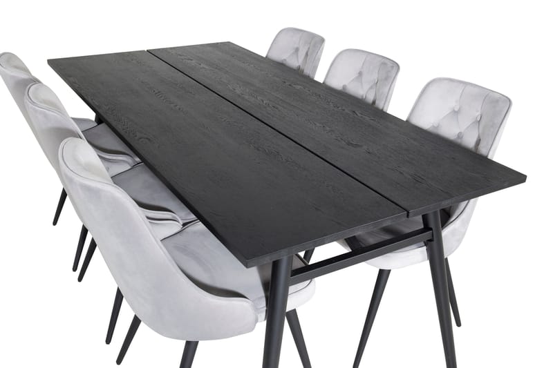 Zenazmi Matbord 195 cm med 6 st Valera Lyx Sammetstol Venture Home Black/Grey - Møbler - Borde - Spisebordssæt