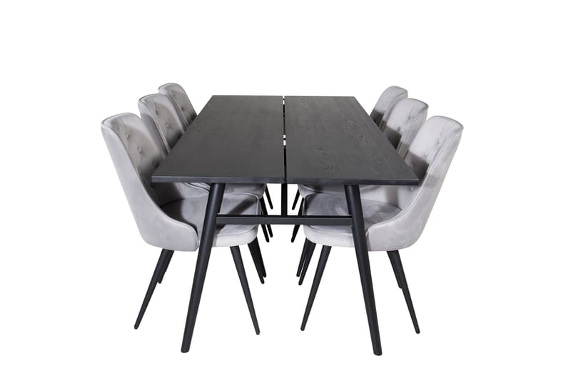 Zenazmi Matbord 195 cm med 6 st Valera Lyx Sammetstol Venture Home Black/Grey - Møbler - Borde - Spisebordssæt