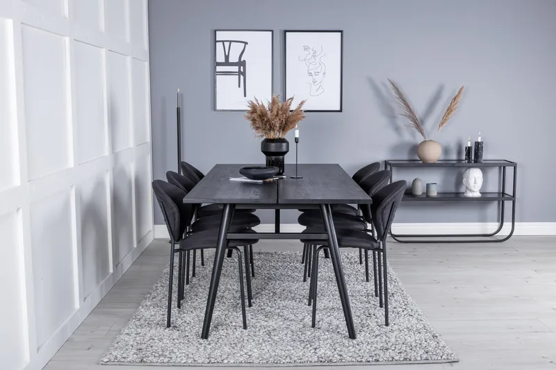 Zenazmi spisebord 195 cm med 6 Moncoll Spisebordsstol, undefined