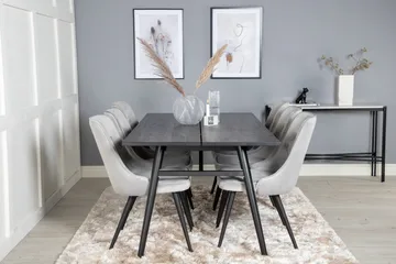 Zenazmi spisebord 195 cm med 6 stk. Valera luksus velourstole - Møbler - Borde - Spisebordssæt