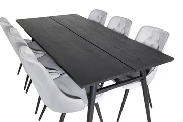 Zenazmi spisebord 195 cm med 6 stk. Valera luksus velourstole - Møbler - Borde - Spisebordssæt