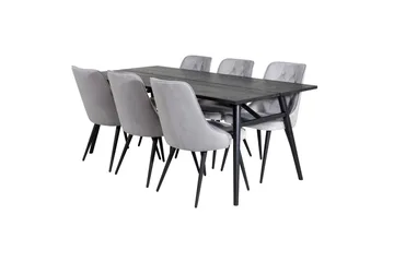 Zenazmi spisebord 195 cm med 6 stk. Valera luksus velourstole - Møbler - Borde - Spisebordssæt