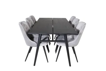 Zenazmi spisebord 195 cm med 6 stk. Valera luksus velourstole - Møbler - Borde - Spisebordssæt