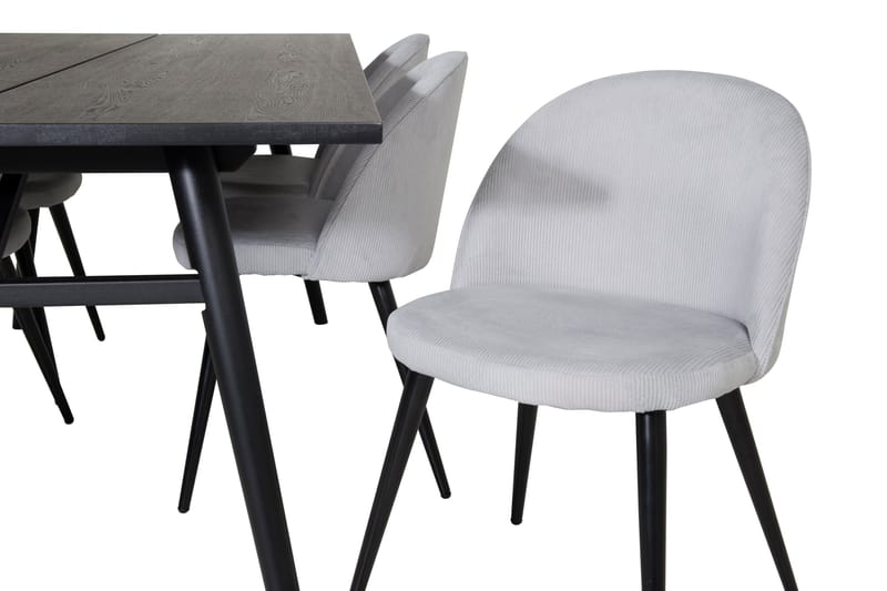 Zenazmi Spisebordssæt 195 cm inkl 6 Valeri Manchesterstole - Sort/Grå - Møbler - Borde - Spisebordssæt