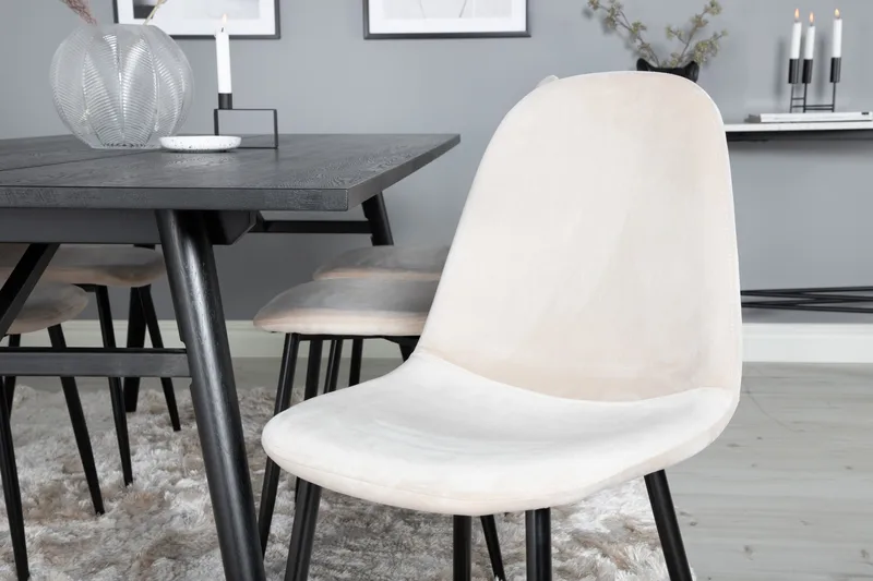 Zenazmi Spisebordssæt 195 cm inkl 6 Pontus Stole - Sort/Beige - Møbler - Borde - Spisebordssæt