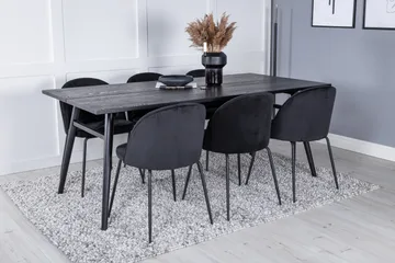 Zenazmi Udvideligt Spisebordssæt 195 cm inkl 6 Foyos Stole - Sort - Møbler - Borde - Spisebordssæt