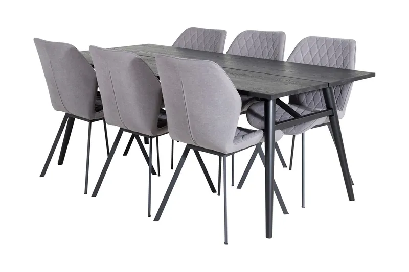 Zenazmi Udvideligt Spisebordssæt 195 cm inkl 6 Sumoas Stole, Sort/Grå