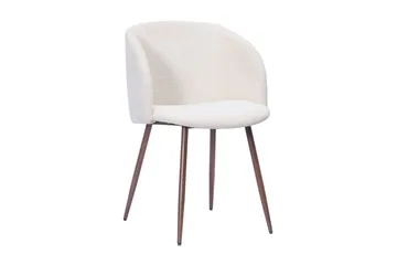 Spisegruppe Bark Kopparbo 180 cm Valnød Hvid bouclé/Metalben valnød Rund 8 - Møbler - Borde - Spisebordssæt