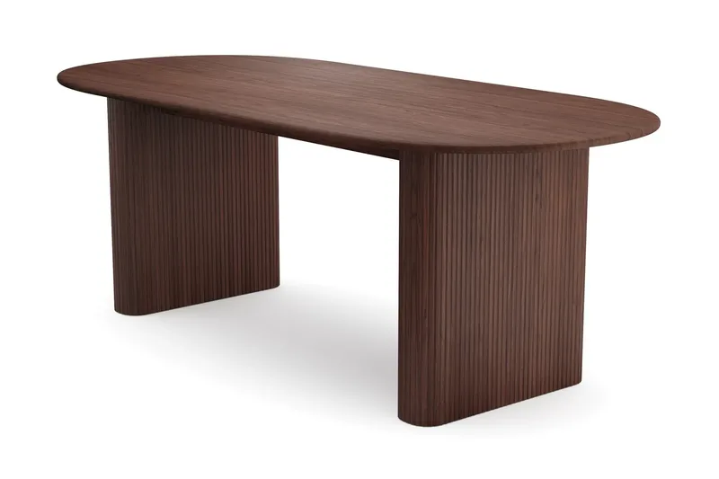 Spisegruppe Bark Noira 220 cm Valnød Hvid bouclé/metalben valnød 6 - Møbler - Borde - Spisebordssæt