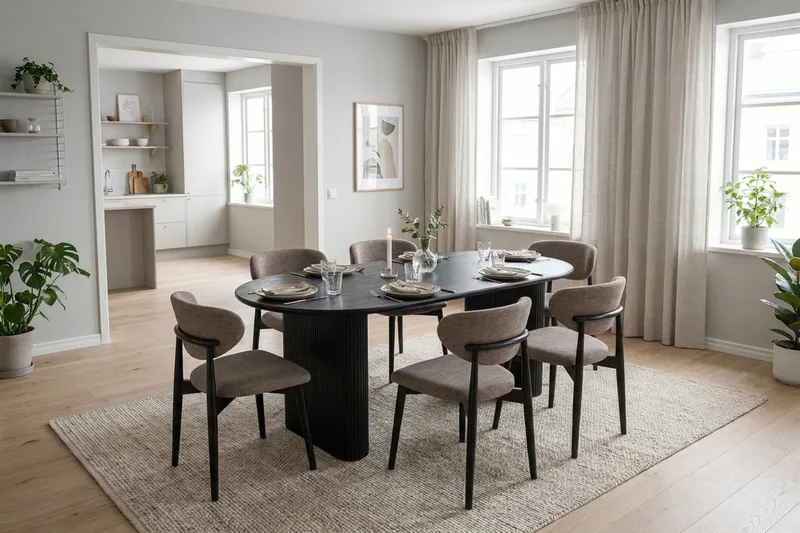 Spisegruppe Bark Noira Svart - Møbler - Borde - Spisebordssæt