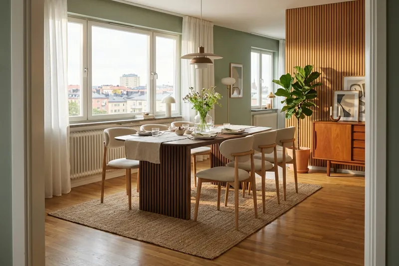 Spisegruppe Bark Richeto med Molly-stole Eg/beige - Møbler - Borde - Spisebordssæt