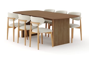 Spisegruppe Bark Richeto med Molly-stole Eg/beige