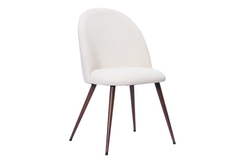 Spisegruppe Bark Peyra 120-220 cm Røget eg Hvid bouclé/Metalben Valnød - Møbler - Borde - Spisebordssæt