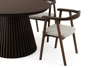Spisegruppe Bark Peyra 120-220 cm Røget eg Røget eg/Beige - Røget eg - Møbler - Borde - Spisebordssæt