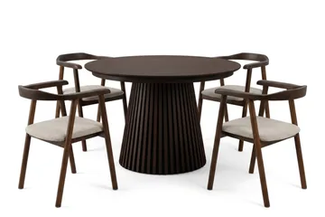 Spisegruppe Bark Peyra 120-220 cm Røget eg Røget eg/Beige - Røget eg - Møbler - Borde - Spisebordssæt