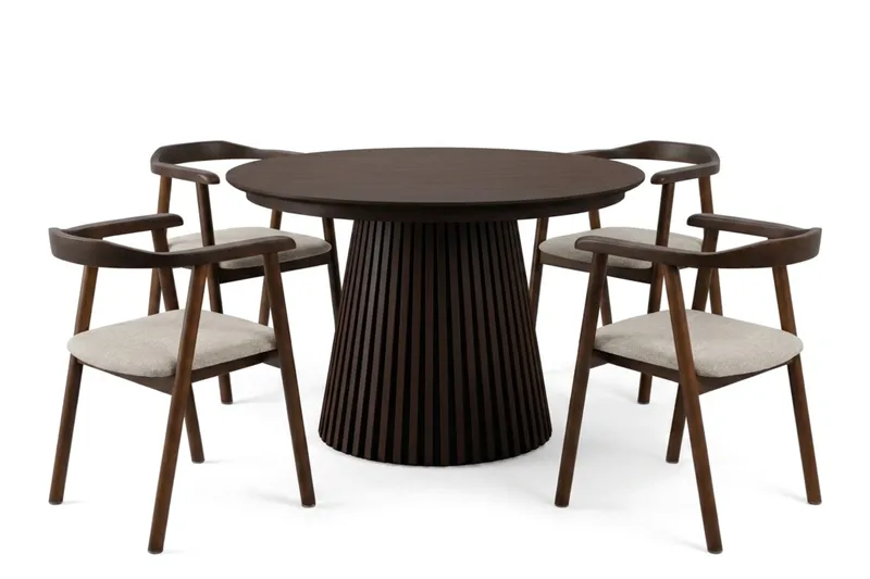 Spisegruppe Bark Peyra 120-220 cm Røget eg Røget eg/Beige, undefined