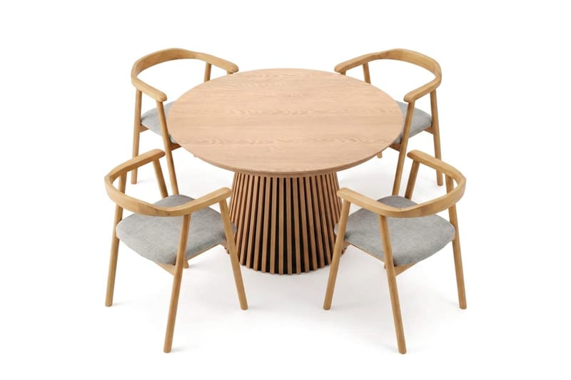 Spisegruppe Bark Peyra 120-220 cm Eg Eg/Beige - Møbler - Borde - Spisebordssæt