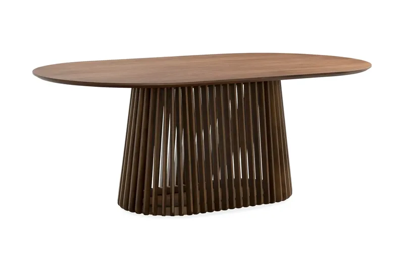 Spisegruppe Bark Peyra ovalt spisebord 200 cm mørkebrunt med 6 Reciclar spisebordsstole Valnød|Greige - Møbler - Borde - Spisebordssæt