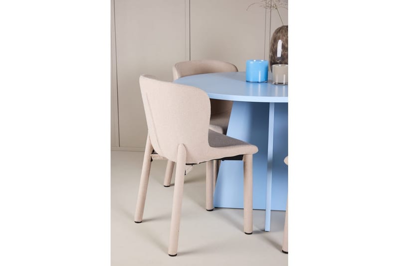 Spisegruppe Bootcut Rundt 110 cm Babyblå med 4 stk. Astoria Stole Beige - Beige - Møbler - Borde - Spisebordssæt