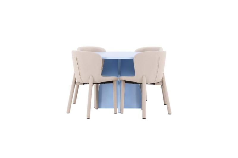 Spisegruppe Bootcut Rundt 110 cm Babyblå med 4 stk. Astoria Stole Beige, Beige
