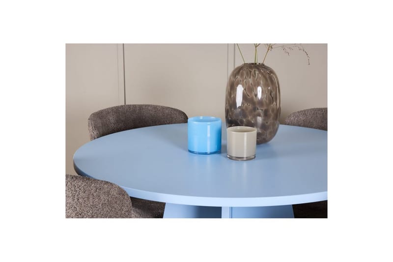 Spisegruppe Bootcut Rundt 110 cm Babyblå med 4 stk. Astoria Stole Brun - Brun - Møbler - Borde - Spisebordssæt