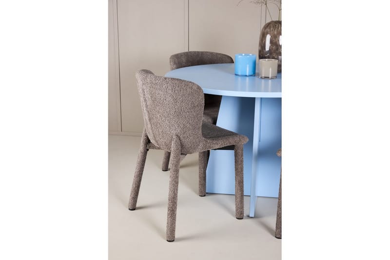Spisegruppe Bootcut Rundt 110 cm Babyblå med 4 stk. Astoria Stole Brun - Brun - Møbler - Borde - Spisebordssæt