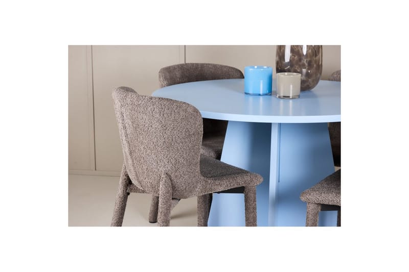 Spisegruppe Bootcut Rundt 110 cm Babyblå med 4 stk. Astoria Stole Brun - Brun - Møbler - Borde - Spisebordssæt