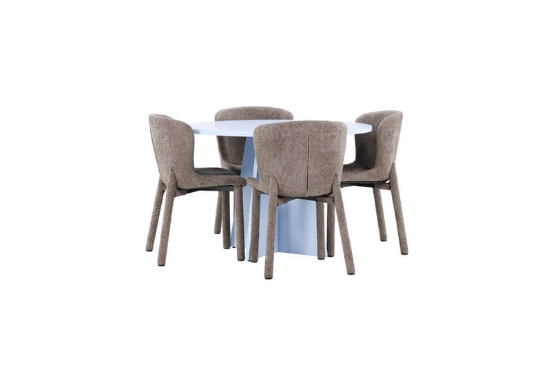 Spisegruppe Bootcut Rundt 110 cm Babyblå med 4 stk. Astoria Stole Brun - Brun - Møbler - Borde - Spisebordssæt