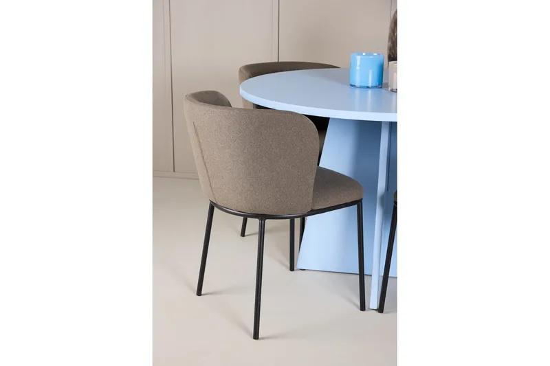 Spisegruppe Bootcut Rundt 110 cm Babyblå med 4 stk. Edina Stole Sort / Brun - Sort / Brun - Møbler - Borde - Spisebordssæt