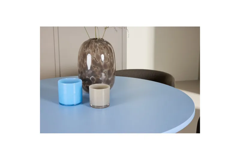 Spisegruppe Bootcut Rundt 110 cm Babyblå med 4 stk. Edina Stole Sort / Brun - Sort / Brun - Møbler - Borde - Spisebordssæt