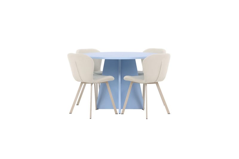 Spisegruppe Bootcut Rundt 110 cm Babyblå med 4 stk. Lilja Stole, undefined