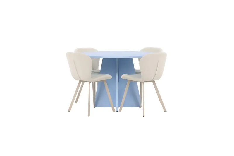 Spisegruppe Bootcut Rundt 110 cm Babyblå med 4 stk. Lilja Stole, undefined