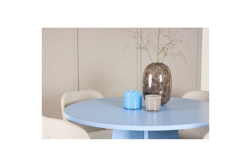 Spisegruppe Bootcut Rundt 110 cm Babyblå med 4 stk. Lilja Stole - Møbler - Borde - Spisebordssæt