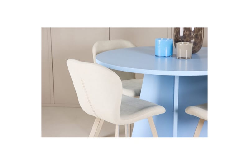 Spisegruppe Bootcut Rundt 110 cm Babyblå med 4 stk. Lilja Stole - Møbler - Borde - Spisebordssæt