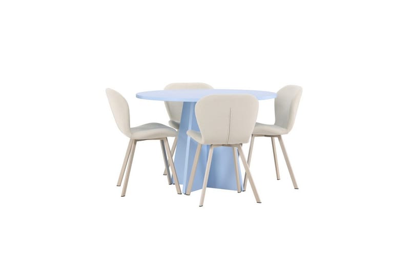 Spisegruppe Bootcut Rundt 110 cm Babyblå med 4 stk. Lilja Stole - Møbler - Borde - Spisebordssæt