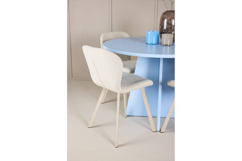 Spisegruppe Bootcut Rundt 110 cm Babyblå med 4 stk. Lilja Stole - Møbler - Borde - Spisebordssæt