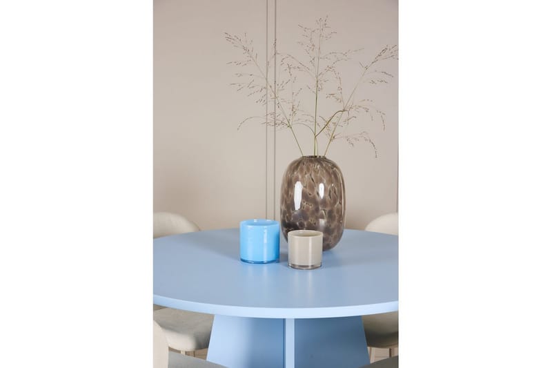 Spisegruppe Bootcut Rundt 110 cm Babyblå med 4 stk. Lilja Stole - Møbler - Borde - Spisebordssæt