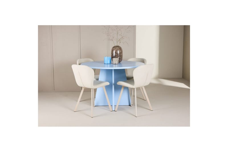Spisegruppe Bootcut Rundt 110 cm Babyblå med 4 stk. Lilja Stole - Møbler - Borde - Spisebordssæt