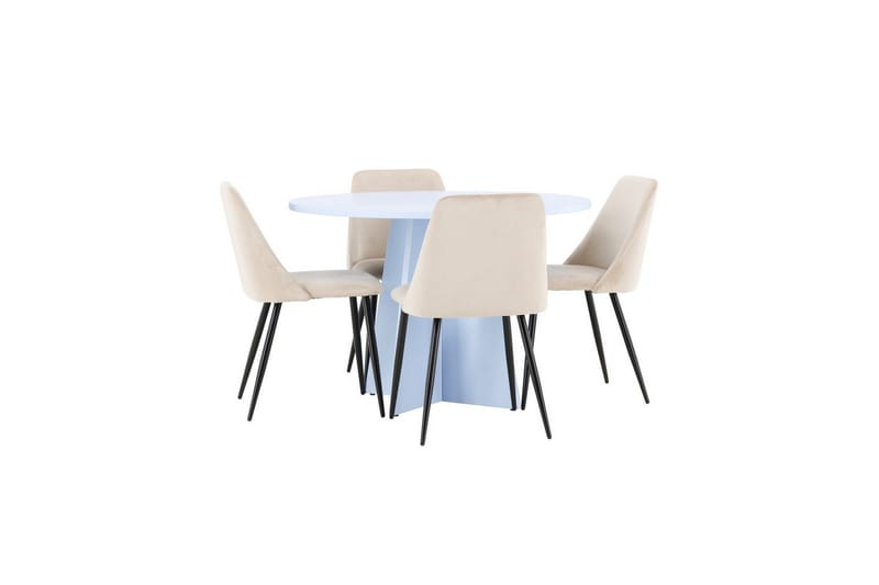 Spisegruppe Bootcut Rundt 110 cm Babyblå med 4 stk. Night Stole - Møbler - Borde - Spisebordssæt