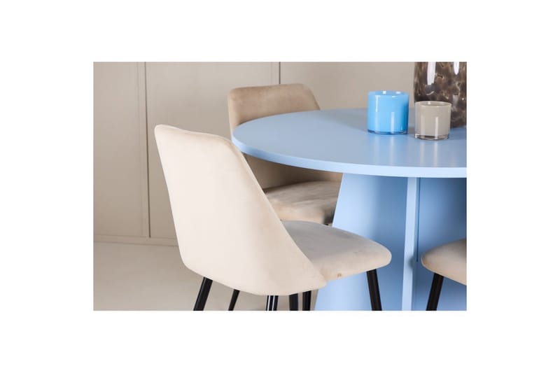 Spisegruppe Bootcut Rundt 110 cm Babyblå med 4 stk. Night Stole - Møbler - Borde - Spisebordssæt