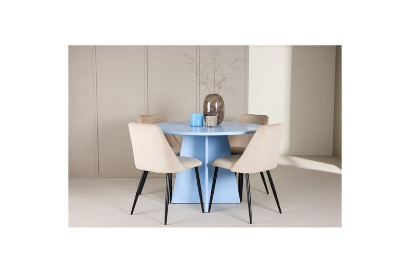 Spisegruppe Bootcut Rundt 110 cm Babyblå med 4 stk. Night Stole - Møbler - Borde - Spisebordssæt