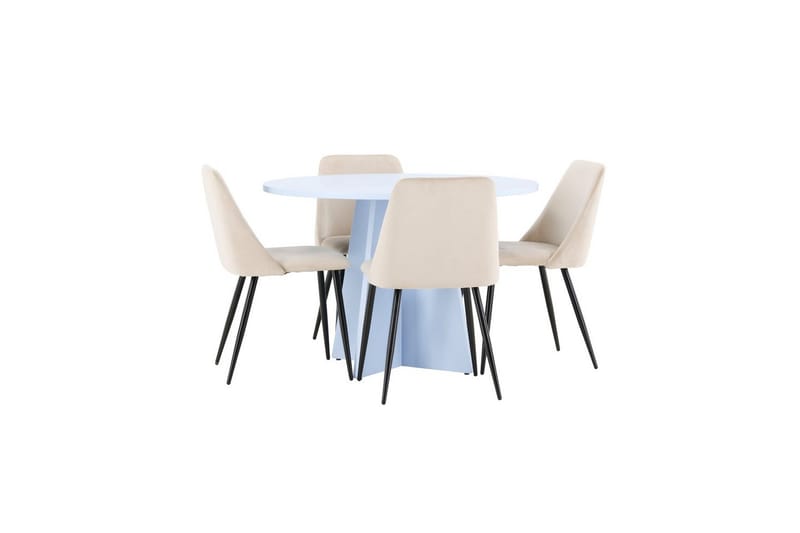 Spisegruppe Bootcut Rundt 110 cm Babyblå med 4 stk. Night Stole - Møbler - Borde - Spisebordssæt
