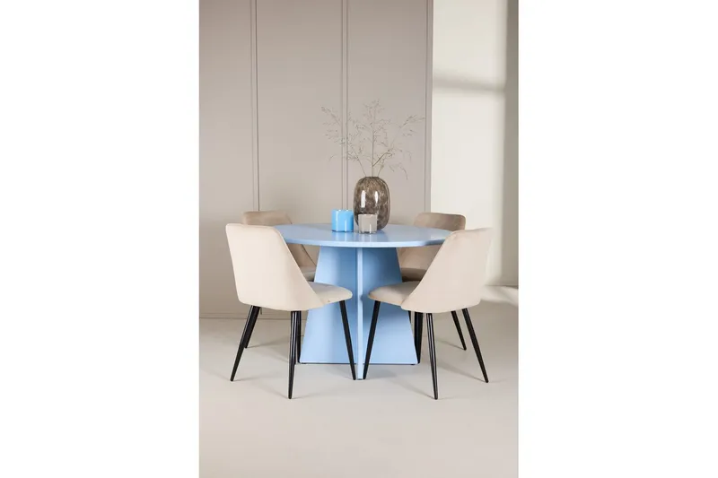 Spisegruppe Bootcut Rundt 110 cm Babyblå med 4 stk. Night Stole - Møbler - Borde - Spisebordssæt